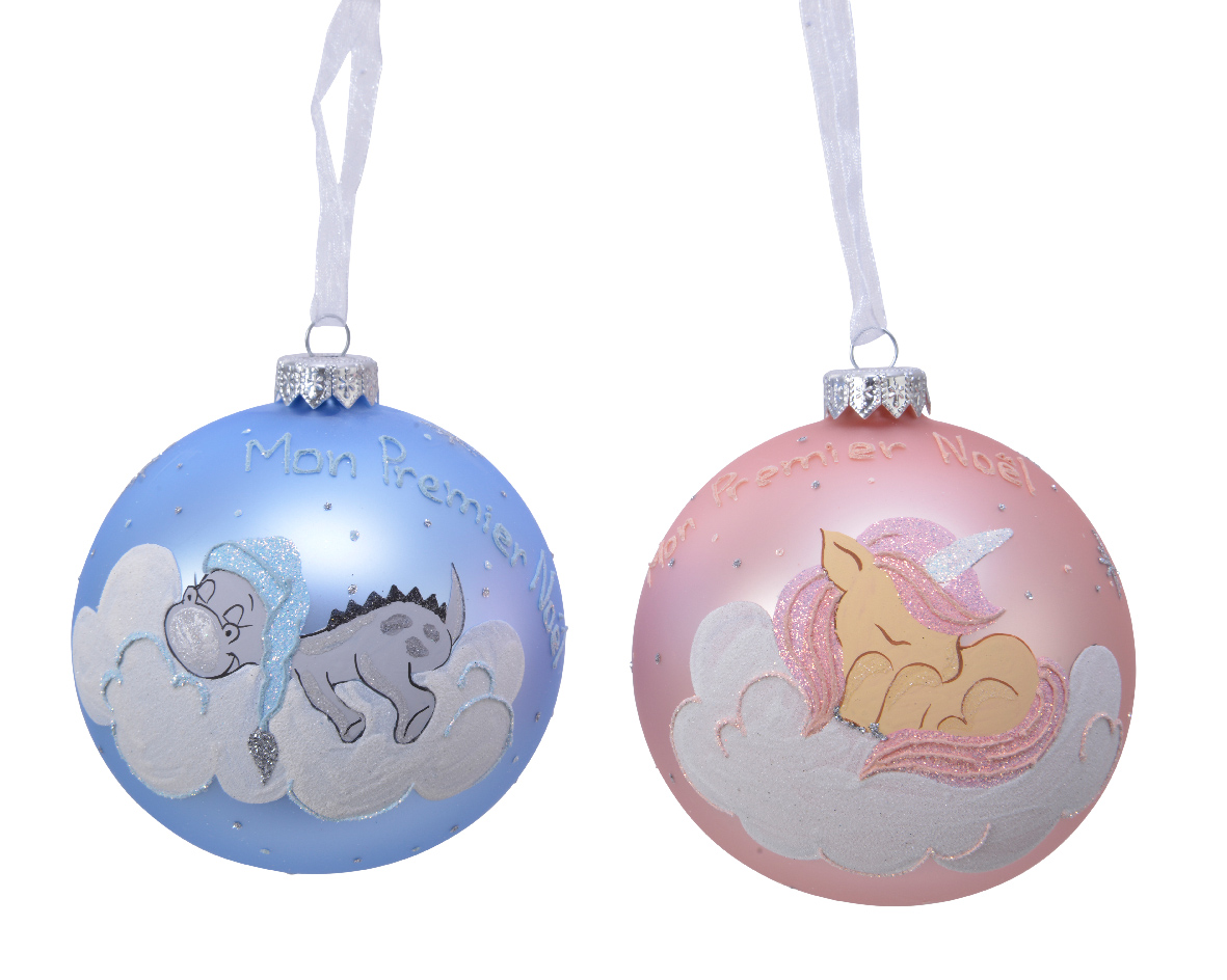 Boule en verre premier Noël diamètre 10 cm Jardinerie Ducailly